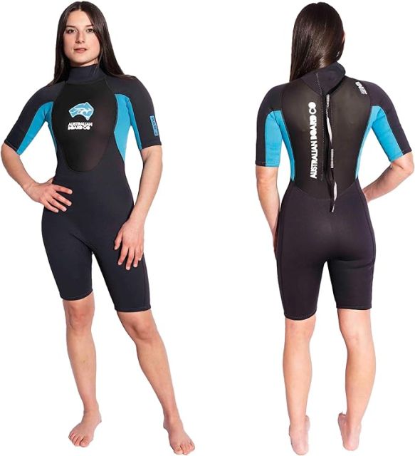 PULSE Womens 3/2mm SUMMER SHORTY Wetsuit Turquoise 12 (Australian Board Co)
