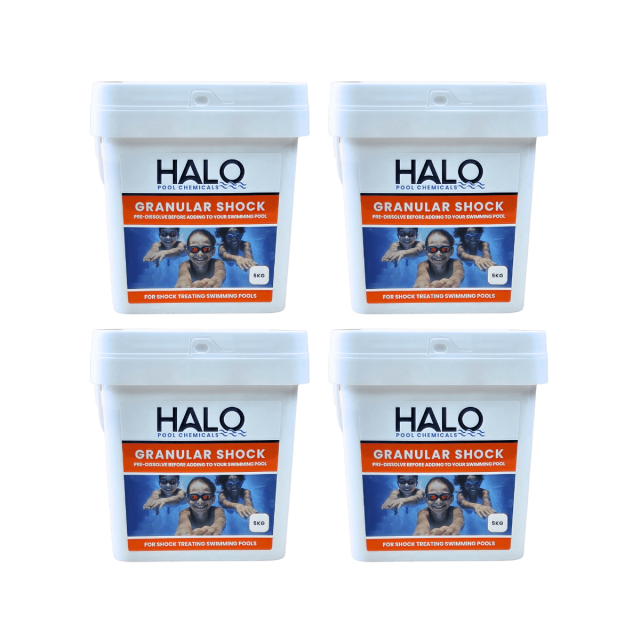 Halo 4 x 5kg (20kg) Chlorine Shock Granules (Calcium Hypochlorite)