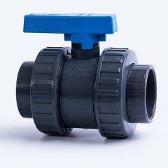 63mm Double Union Ball Valve Grey Pool Pipe Fitting
