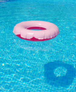 An inflatable ring in a swimming pool