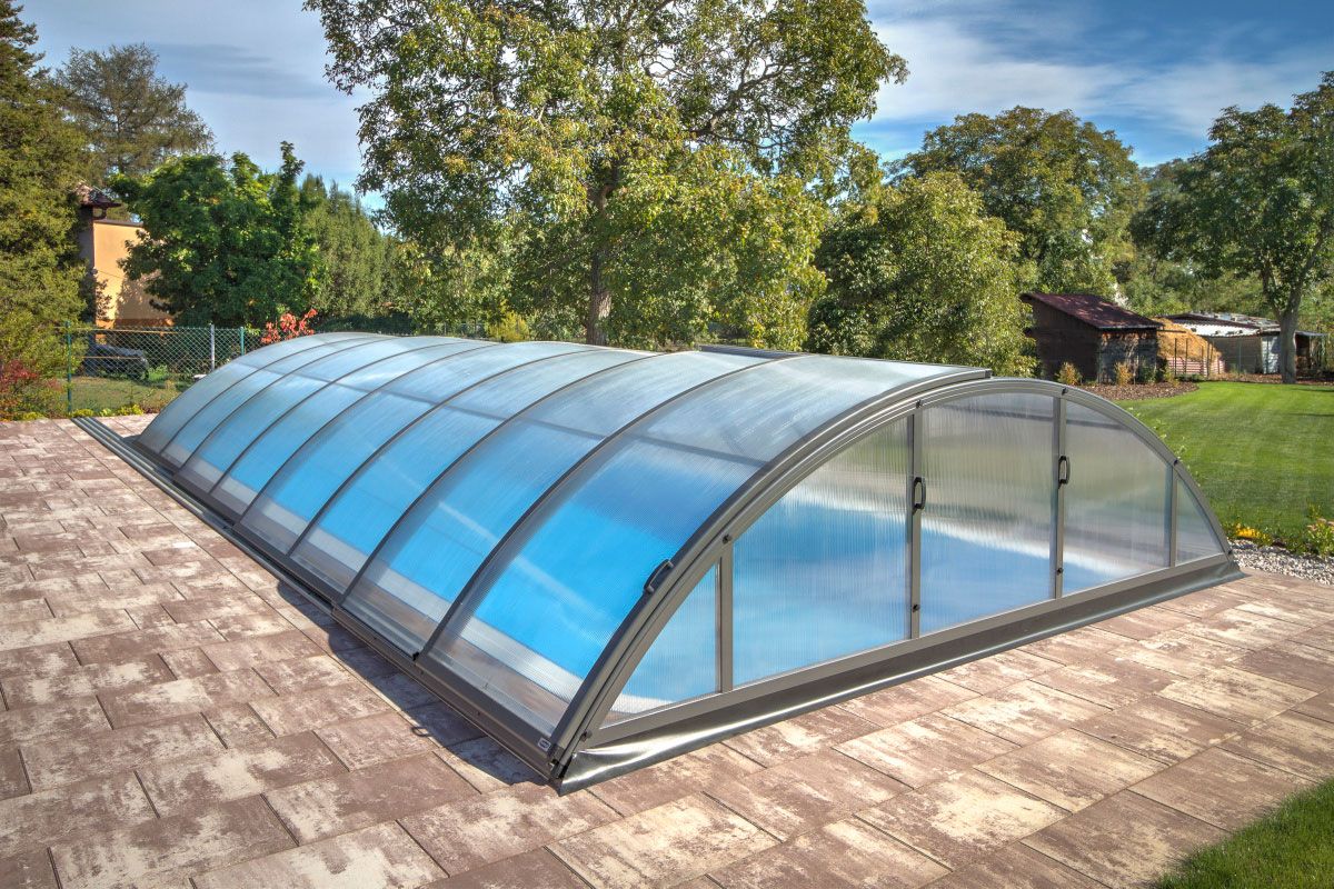A swimming pool with an enclosure